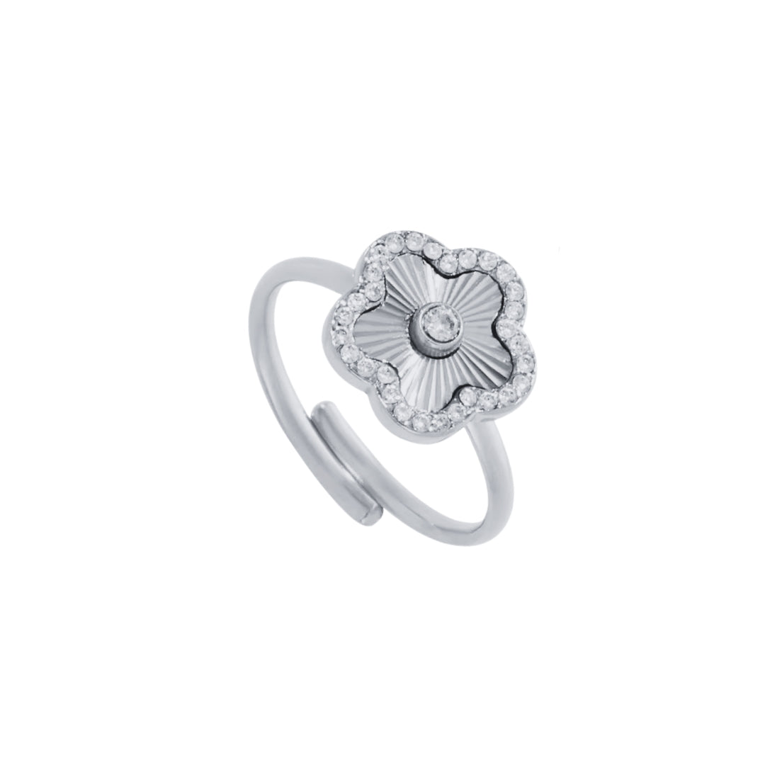 Evelia Bloom Diamond Ring - Silver