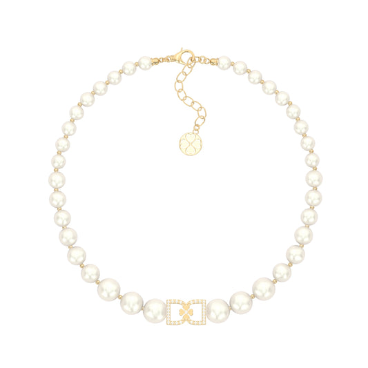 DD Perlen Choker Diamanten - Gold