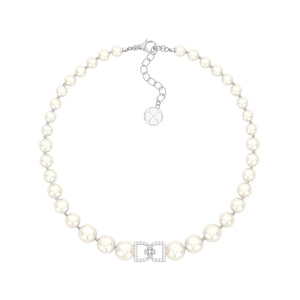 DD Parel Choker met Diamanten - Zilver