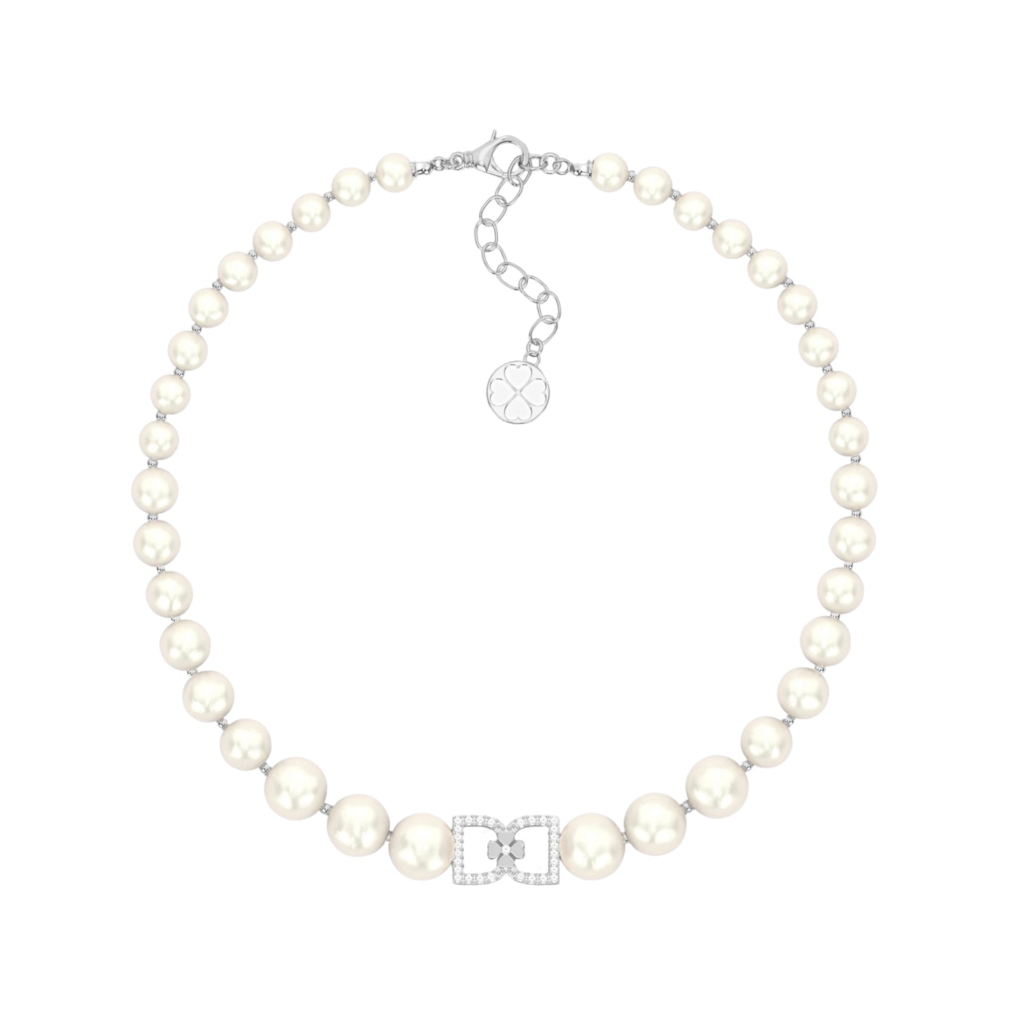 DD Parel Choker met Diamanten - Zilver