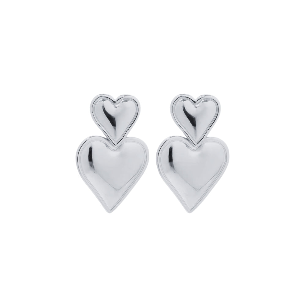 Alva Heart Earrings - Silver