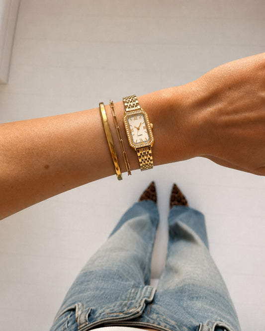 Aven Horloge - Goud / Wit