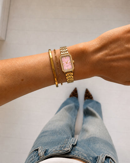 Aven Horloge - Goud / Roze