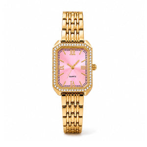 Aven Horloge - Goud / Roze