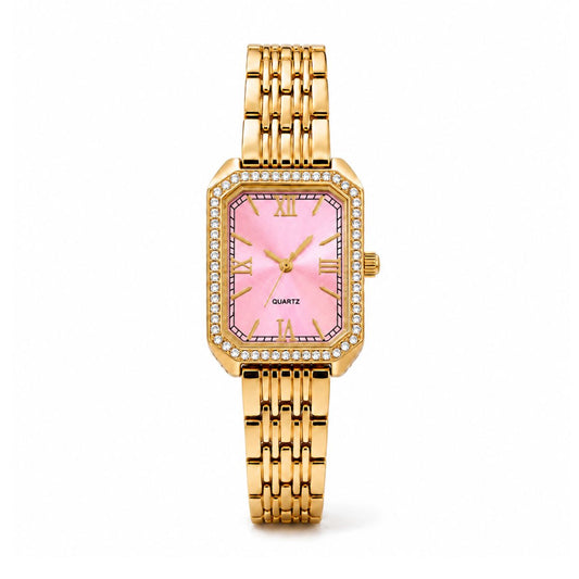 Aven Horloge - Goud / Roze