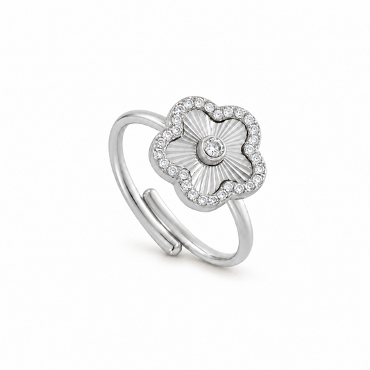 Evelia Bloom Diamanten Ring - Zilver