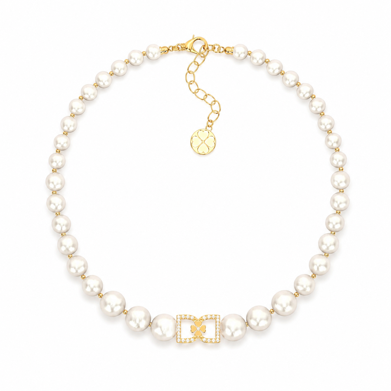DD Parel Choker met Diamanten - Goud