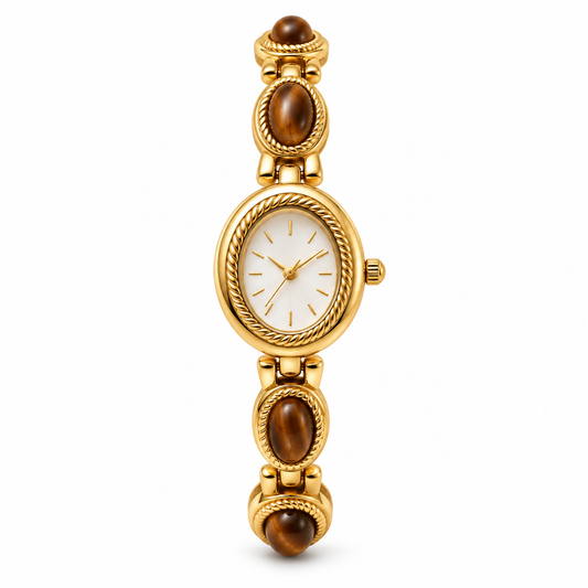 Amalfi Horloge - Goud / Bruin / Wit