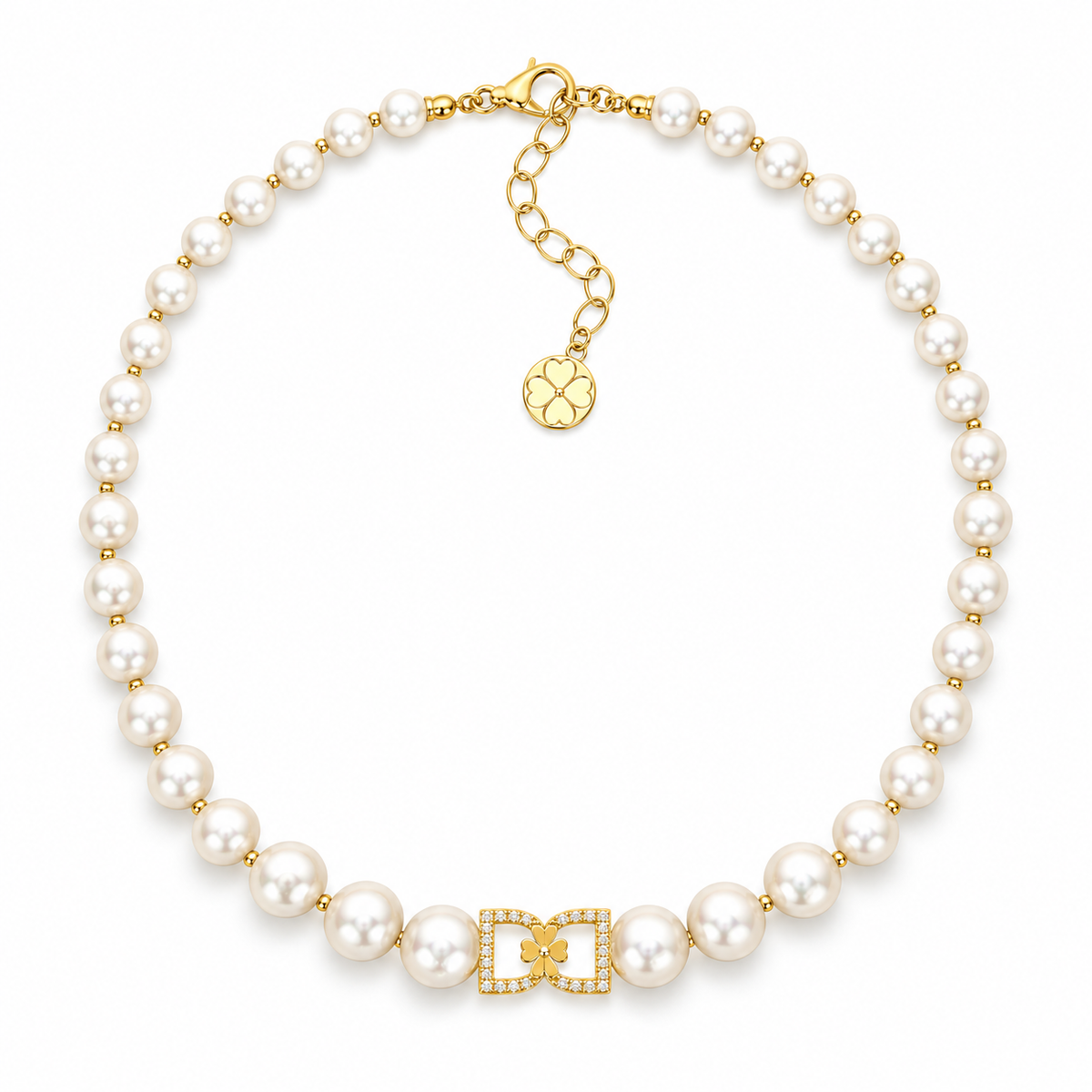 DD Parel Choker met Diamanten - Goud