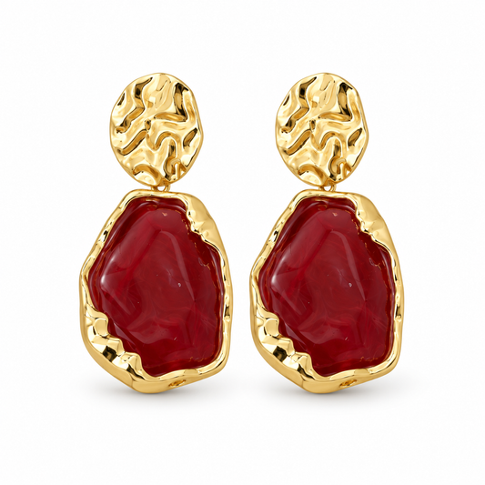 Marielle Oorbellen - Goud/Rood