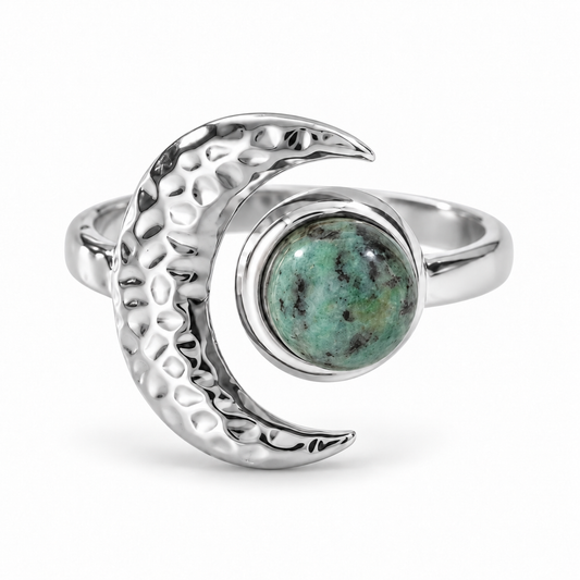 Selene Maanring - Zilver/Groen