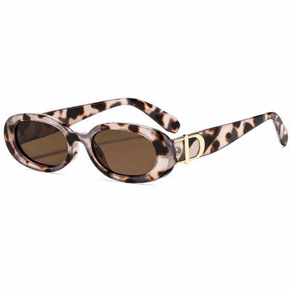 DD Sonnenbrille Oval - Weiß Leopard