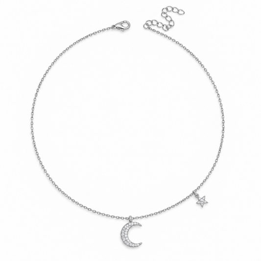 Odelia Maan Halsketting - Zilver