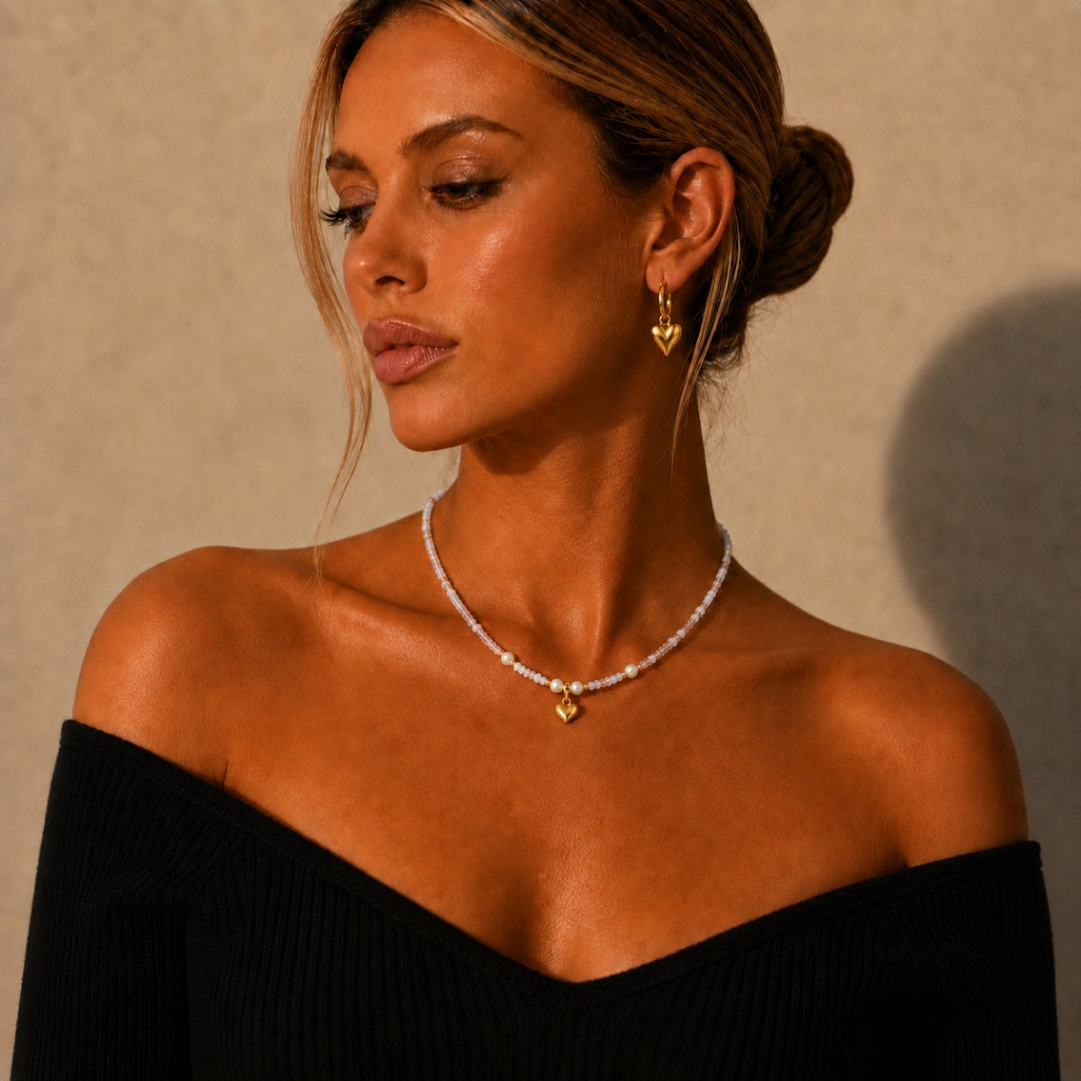 Elia Hart Parelketting - Goud