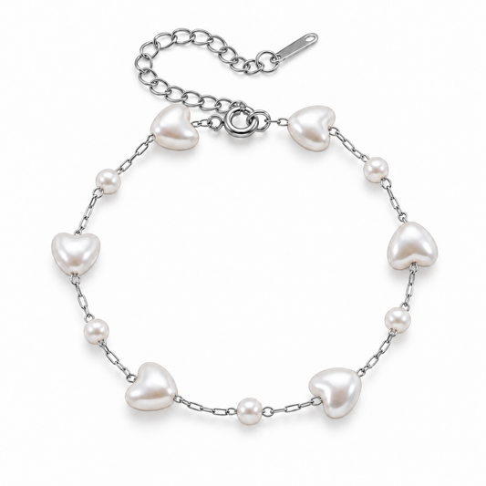 Romina Parel Hart Armband - Zilver