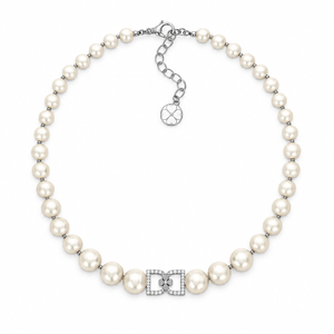DD Parel Choker met Diamanten - Zilver